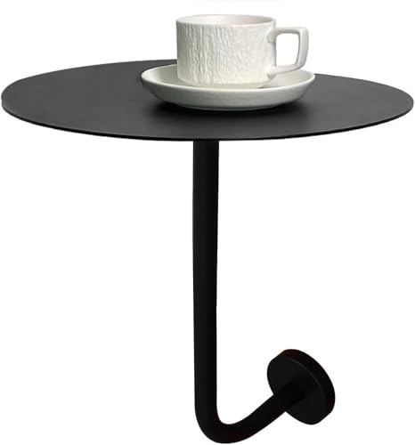 LQSYBHD Runt bistro pubbord, svart metall järn bar matbord med väggmonterat L-format fäste cocktailbord, köksbord för hem/kontor/sovrum/kafé/restaurang (storlek: 40 x 40 x 45 cm)