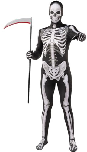 Funidelia Disfraz de esqueleto segunda piel para hombre, Talla L Esqueleto, Calavera - Traje para adultos para fiestas, Carnaval y Halloween
