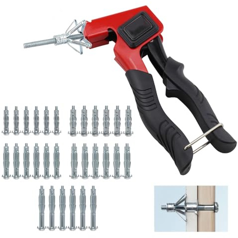 Herramienta de Fijación de Anclaje de Pared, Juego de Tacos para Cavidades, mit 30 Tacos Metálicos de Cavidad M4/M5/M6 con Tornillos, Adecuado para Paredes Huecas, Placas de yeso