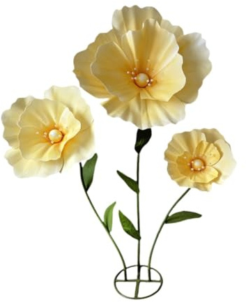 Baoblaze Fiori Giganti per Decorazioni Nuziali con Base in Piedi, Eleganti Festoni Floreali Decorativi per Feste Nuziali, Decorazioni per Il Soggiorno, Giallo Chiaro