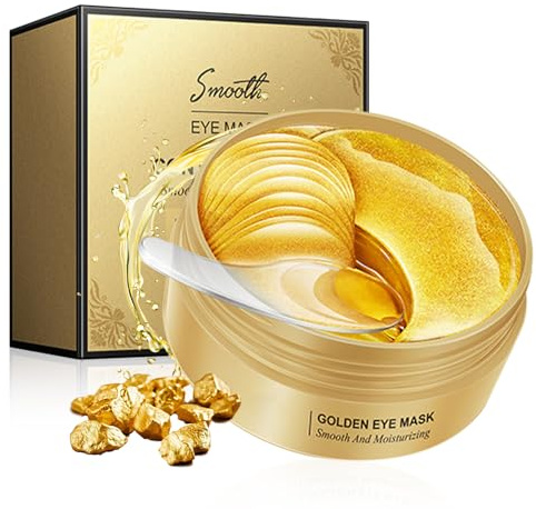 60 Pièces Patch Yeux Anti Cernes Or 24K, Anti-Poches & Rides Masque Contour des Yeux, 24K Gold Under Eye Patches Hydratant et Rafraîchissant, Réduit les Cernes Sous, Skincare Soin Visage Femme Homme