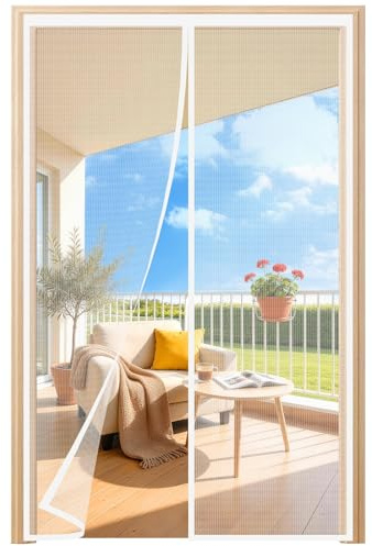 HALIDOOR Zanzariera Magnetica 85x245cm Bianco, Tenda Zanzariera Magnetica Porta Finestra Rete Fine, Anti Insetti Traspirante Chiusura Automatica per Porta Finestra Balcone Soggiorno Ingresso