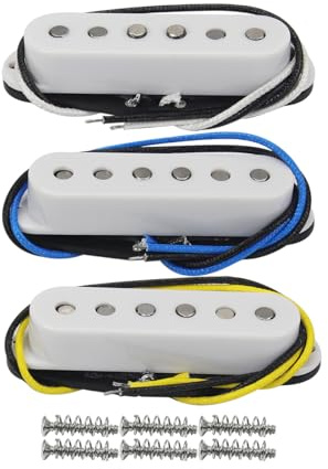 FLEOR Single-Coil-Tonabnehmer Alnik 5 ST Tonabnehmer Gitarren Hals/Mitte/Steg Tonabnehmer Satz für SQ ST Pickups Ersatz, weiß