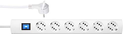 Kopp DUOversal® Plus 6-/12-fach Steckdosenleiste 1,4m – doppelte Steckplätze + Flacher Winkelstecker + Schalter + Berührungsschutz + großer Abstand + anschraubbar I Weiß – 234702004