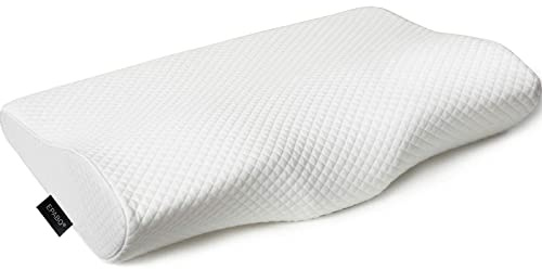 EPABO Contour - Cuscino ortopedico in memory foam, cuscino cervicale ergonomico per dolori cervicali, per chi dorme sul fianco, per chi dorme sulla schiena e sullo stomaco, federa inclusa (Firm