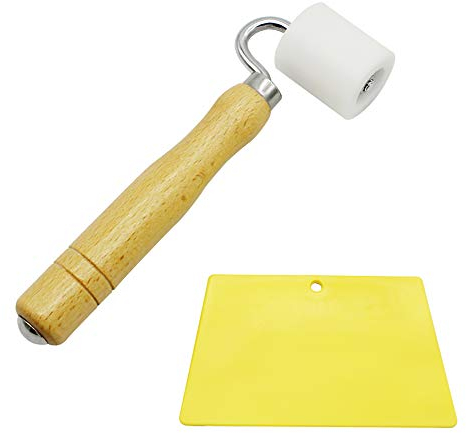 KiKiHong Rodillo presionador, Rodillos para Papel Pintado Herramienta de Bricolaje, Mango de Madera Natural