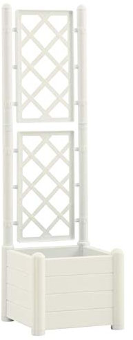 Tidyard Jardinera con Enrejado Arriate con Enrejado Planta Flores Maceta para Exterior Terraza Balcón Ventanas Maceta Jardinera PP Blanco 43x43x142 cm