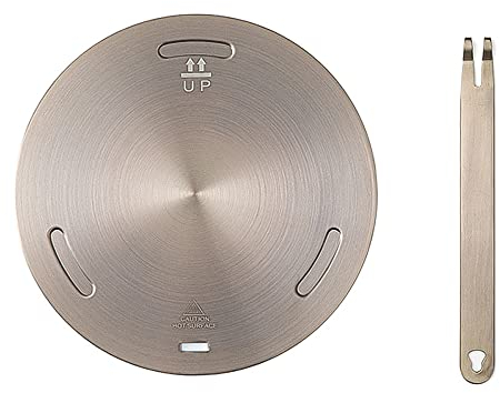 Kocusu Piastra adattatore a induzione in acciaio inox, 16 cm, adattatore a induzione con manico rimovibile, adattatore per piano cottura a induzione, piastra adattatore per moka, pentola per latte