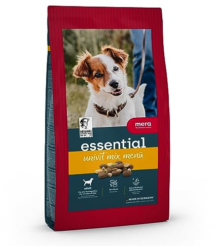 MERA Essential Univit, torrfoder för vuxna normalt aktiva hundar, med omega-3 och omega-6 för hud och päls, 4 x 2 kg