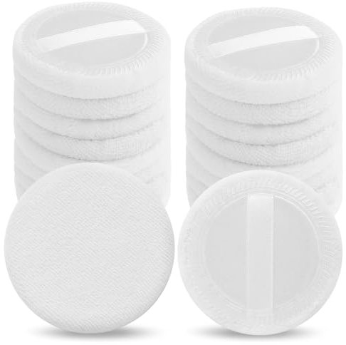 Dimeho Makeup Puderquaste, 18 Stück Puderquaste aus Baumwolle Rund, Puderquasten aus Velours Lose Puderquasten für Gesicht und Körper, für losen Kosmetikpuder und Grundierungspuder(White)