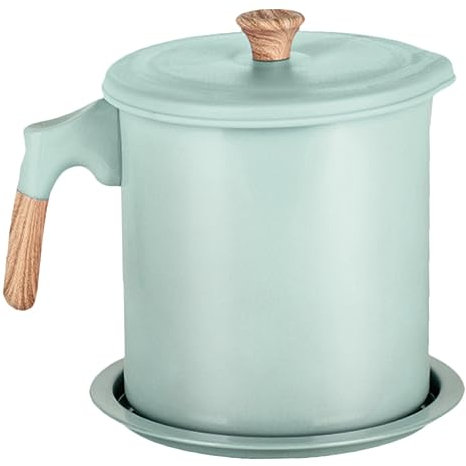 ABOOFAN Lata De Filtro De Aceite De Acero Inoxidable 1.4l Color Verde Menta Colador De Malla Fina y Tapa Para Uso Doméstico Cocina