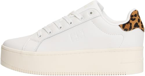 Tommy Jeans Donna Sneakers con Suola Alta Leopard con Plateau, Bianco (Ivory/Leopard), 42