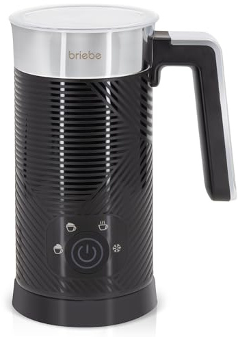 briebe Elegance Elektrisk mjölkskummare, 4-i-1, varm/kallskum, 130 ml för latte, cappuccino, Macchiato, varm mjölk, 300 ml, mjölkgroddar, BPA-fri, 500 W, svart design