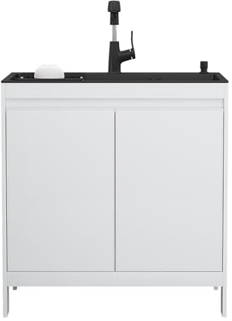Évier de cuisine et armoire de cuisine noir 60 cm – Évier de service indépendant pour restauration commerciale durable et élégant