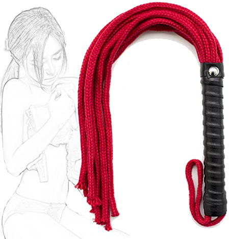 TRQOYTU Fustigatore Erotico SM Frusta Paddle Corda Di Cotone Nappa Manico In Pelle Raccolto Bondage Sculacciate Giochi Sessuali Frustino Da Equitazione Giochi Di Ruolo Partner Giocattolo