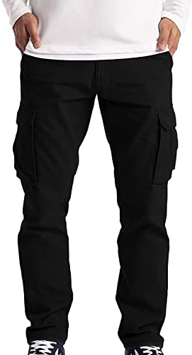 Pantalones cargo con cremallera para exteriores para hombre, pantalones cargo casuales de calle holgados para hombre de pana de cuatro estaciones con múltiples bolsillos altos, pantalones de pierna