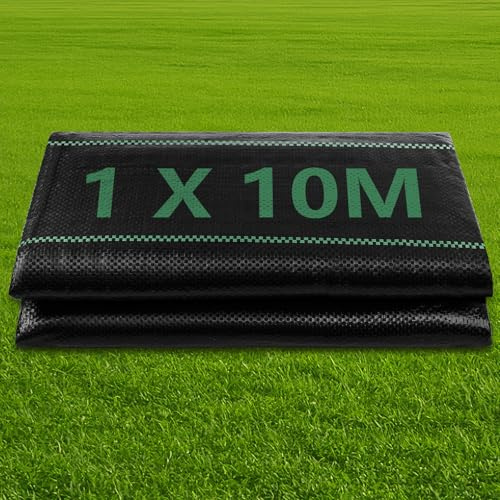 NUTKIT Membrana resistente per il controllo delle erbacce, 1 m x 10 m, tessuto anti-erbacce da giardino, geotessile, per paesaggistica, vialetto, ghiaia, erba artificiale, cortili, aiuole