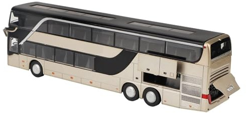 Masyrt legering bilmodell leksak dubbeldäckare buss i skala 1,32 med LED-ljusmusik, fallsäker bakfordonslekset för barn, utsökt utförande som presentidé, (guld)