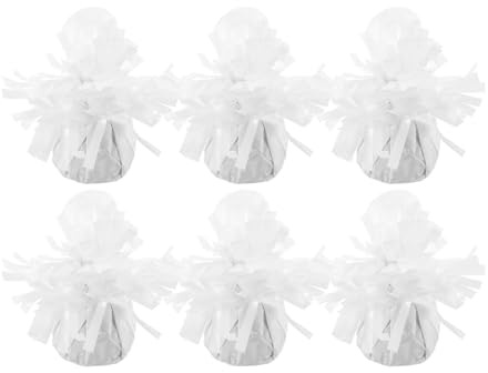 PAMINGONO 6 Pezzi Pesi per Palloncini da Festa Bianchi Base Appesantita per Palloncini di Elio Accessori Decorativi per Matrimoni e Compleanni di Lattice e Alluminio
