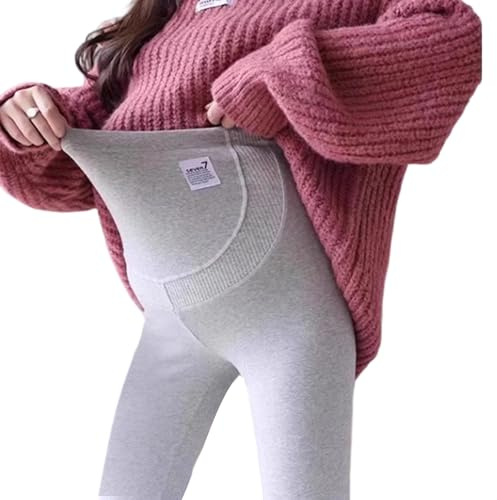 MARCBUSE Leggings invernali premaman design elastico pantaloni gravidanza copertura completa per la madre in attesa leggings premaman comodi, Grigio chiaro, increase XL