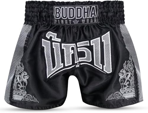 Buddha Fight Wear Pantalón Muay Thai y Kick Boxing Kanok – Short Profesional en Satén Premium, Diseño Multicolor, Ligero y Resistente.