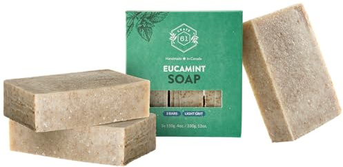 Crate 61 Organics, Handmade in Canada, Plant Based Cold Process Natural Bar Soap For Face And Body, With Premium Essential Oils, For Men And Women 3 Pack (Eucamint)