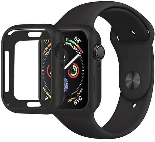 AVANA Hülle für Apple Watch Series 6/5/4/SE 3/2/1 44mm Schutzhülle Silikon TPU iWatch Cover Schutz Slim Fit Case - Schwarz