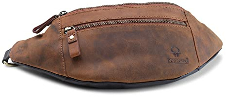 DONBOLSO Bauchtasche Seattle I Gürteltasche handgefertigt aus Permium Leder im Vintage Look I Große Hüfttasche für Damen und Herren I Fanny Pack I Vintage Braun