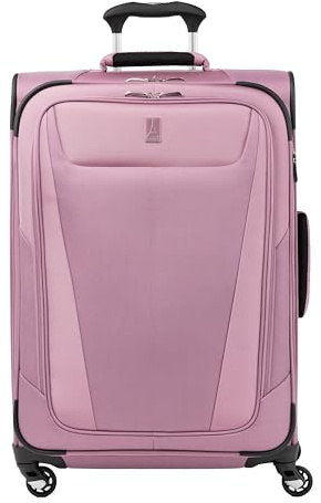 Travelpro Maxlite 5 Softside erweiterbares aufgegebenes Gepäck mit 4 Spinnerrädern, Leichter Koffer, Herren und Damen, Orchideenrosa-Lila, kariert, mittelgroß, 69x47x30 cm