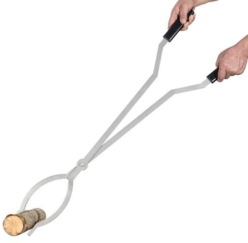 40 Fire Tongs Firewood Grabbers, Stainless Steel Large Fire Pit Tool Indoor Fireplace Outdoor Bonfire Campfire Backyard Deck Camping Log Grabbers Tool