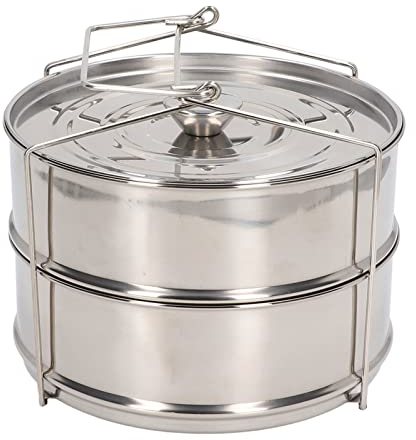 Stackable Steamer Insert Pans, 304 Stainless Steel Steam Pot 2 Tier Stackable Steaming Pot Cookware with Lid, Pot in Pot, Baking, Casseroles, Lasagna Pans, Food Steamer