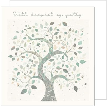 Edition Seidel Tarjeta de luto cuadrada Premium con sobre. Tarjeta de condolencia Con el más sentido pésame, compasión, pésame silencioso, despedida, más sentido pésame, árbol (TQ112 SW024)