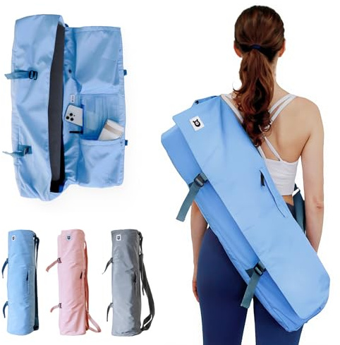 Tumaz Yoga Mat Bag – Carry Bags and Carriers Fits All Stuffs – Built-in Yoga Strap, 3 Pockets for Essentials, Sturdy G-Hook Closure, Fits Rolled Mats up to 26, Lightweight Travel Gym Organizer