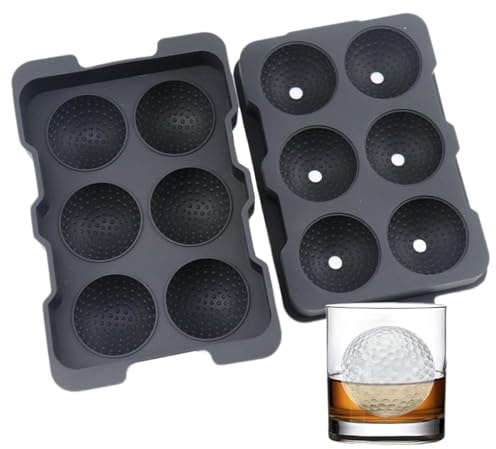 Stampo per cubetti di ghiaccio da golf, in silicone, con 6 fori, per cubetti di ghiaccio fai da te, a forma di palla da golf, grandi stampi rotondi per cubetti di ghiaccio per bere whisky per dessert,