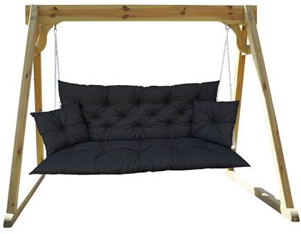 IN WOHO Hollywoodgunga dyna utomhus sittdyna trädgårdsbänkkudde vattenavvisande trädgårdsbänk sittdyna Bänkkudde sittdyna bänk pallkudde med 2 kuddar 180 x 60 x 50 svart