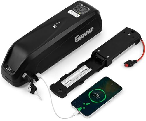 Elcykelbatteri på 36 V/48 V, batteripaket med laddare, basplatta med 4 eller 5 stift, säkerhetslås och batterinivåindikator, för motorer på 50–1 500 W (48 V, 15 Ah för 0–1 000 W, 5 stift)