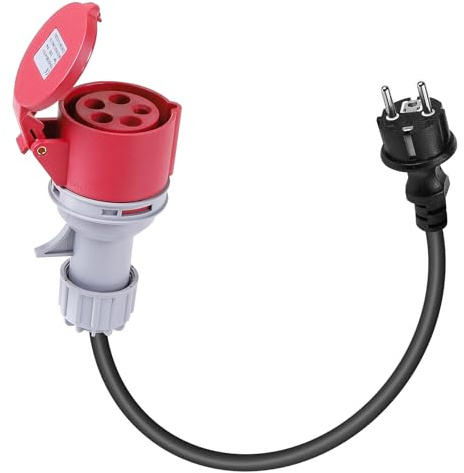 SWAWIS CEE Adapter, Starkstrom Adapter 0.6m 250V 16A Kupplung, 5-Polig, 3-Phasig, IP44 Starkstromkabel, CEE Stecker für Camping Industrie Werkstätten Baustellen, H07RN-F 3G 2.5mm²