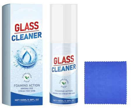 Glasreiniger, Glasreiniger-Spray, schäumender Glasreiniger mit Fensterabzieher, Streifenreinigung Glanz, Ammoniak-Glasreiniger, 100 ml Ultraschallreinigungsgerät Zähne (Blue, One Size)