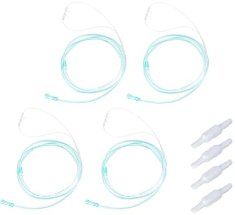 4 occhiali per ossigeno da naso, tubi di ossigeno in silicone, dispositivo di ossigeno trasparente, per la casa con tubo da 200 cm, per dispositivi di terapia respiratoria e inalazione