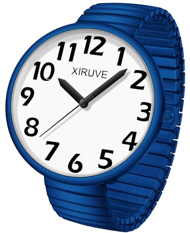 XIRUVE Donna Uomo Facile Lettura Numeri Grandi Quadrante Grande Cinturino Elastico Orologio da Polso Quarzo in Acciaio Inossidabile