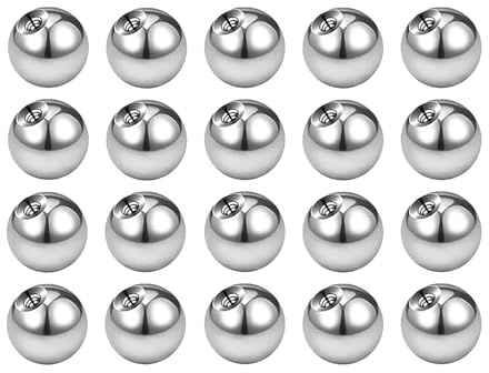 TreeTribe 20pcs Stainless Steel Replacement Balls,Silver Stainless Piercing Belly Button Tongue Bars Balls Replacement for Tongue, Eyebrow, Lip, Belly Button Piercing (16g 5mm)