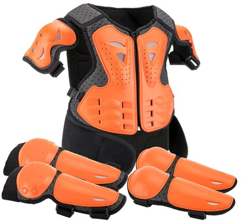 Abbigliamento da per bambini, set di protezioni regolabili antiurto traspirante, resistente per gli sport in bici da cross (Arancione)