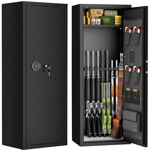 Bonusall 12-15 Rifle Safes Large Rifles Gun Safes for Rifles and Shotguns, Long Gun Safe for Rifles and Pistols Quick Access with Lockable Box - Black