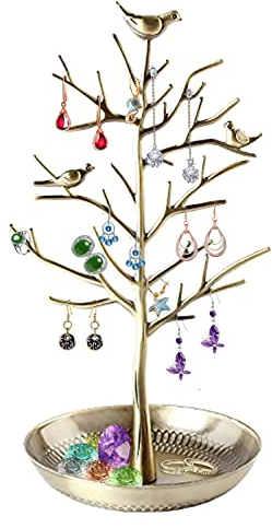 Discoball Présentoir à Bijoux Support Boucles d'oreilles Etagère à Bijoux Porte-Bijoux Organisateur Rangement en Métal (anti-laiton)