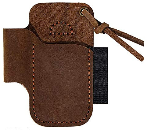 Dciustfhe Handmade Leather Sheath Folding Knife Flashlight Holder EDC Tool Brown