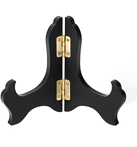 MIUPOO Wooden Display Stand,Black Wooden Photo Holder Stand, Displays Picture Frames, Decorative Plates,Desktop ornaments and Artwork Display Stand,4 Inches