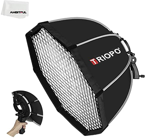 Triopo 65 cm Fototafel Speedlite Flash Octagon Umbrella Softbox Quick Installation Speedlite Flash Softbox + Honeycomb Grid für Studio Strobe Outdoor Fotografy (65cm)