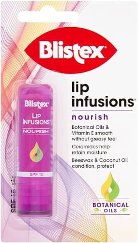 Blistex Lip Infusions Restore Lip Balm Confezione da 2; Aiuta a lenire le labbra secche e screpolate; Cura delle labbra infusa con olio di cocco e cera d'api naturale; Confezione da 2, arancione (Nour