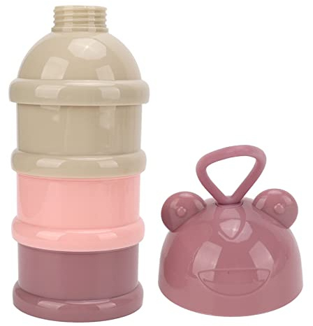 Zerodis 3-lagers dispenser för babymjölkpulver Löstagbar Portabel Stapelbar Rotation Baby Snack Förvaringsbehållare Mjölkpulver Dispenser Löstagbar Portabel Babymjölk (Hell-Pink)