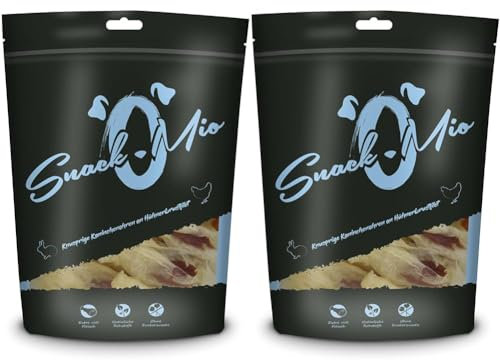SnackOMio knusprige Kaninchenohren an Hühnerbrustfilet Premium Kausnack für Hunde, 70 g (Packung mit 2)